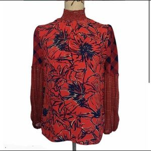 Red Anthropologie Sm Blink London Vivant Blouse